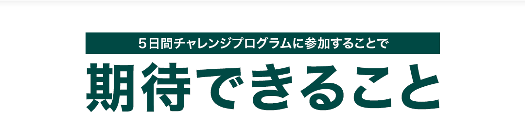5日間チャレンジプログラムに参加することで期待できること
